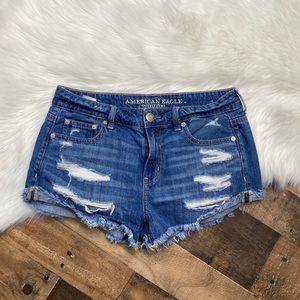 Distressed American Eagle Tomgirl Shortie shorts